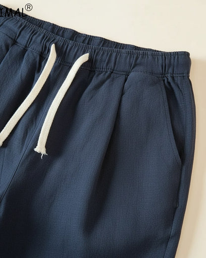 Pael Trousers - Relaxed Linen in Navy - profile detail