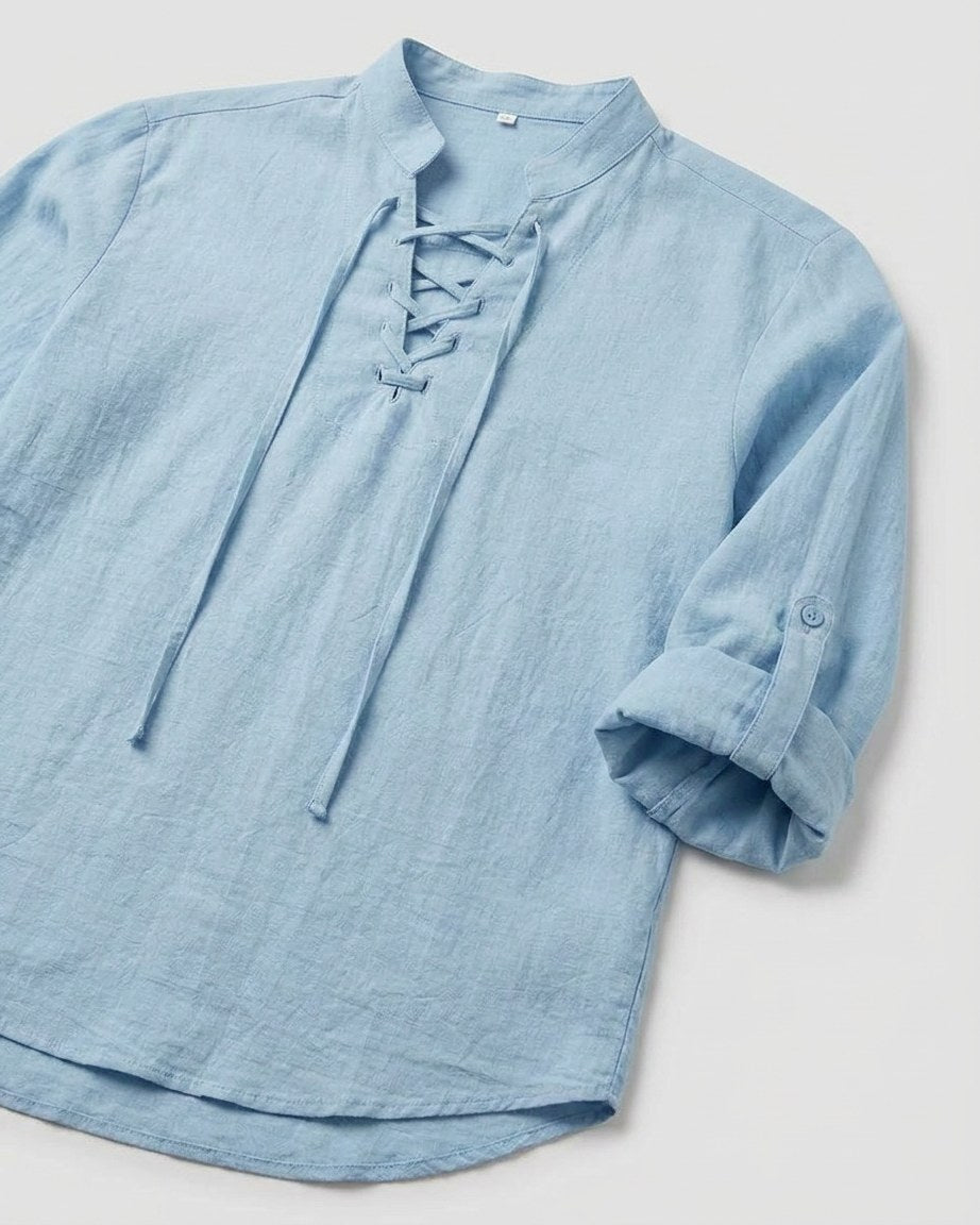 Vael Shirt - Relaxed Denim in Light Blue - profile detail