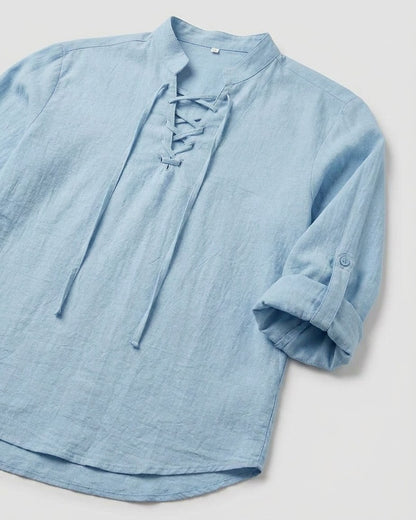 Vael Shirt - Relaxed Denim in Light Blue - profile detail