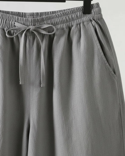 Lars Trousers - Relaxed Linen in Gray - profile detail