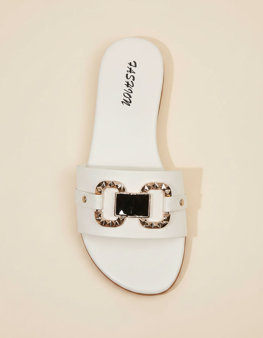 Hael Sandals - Leather in WHITE - profile detail