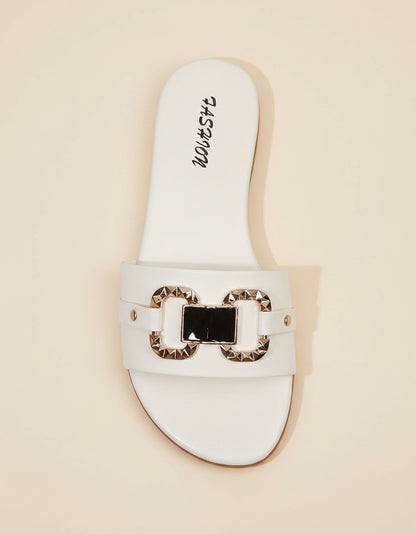 Hael Sandals - Leather in WHITE - profile detail