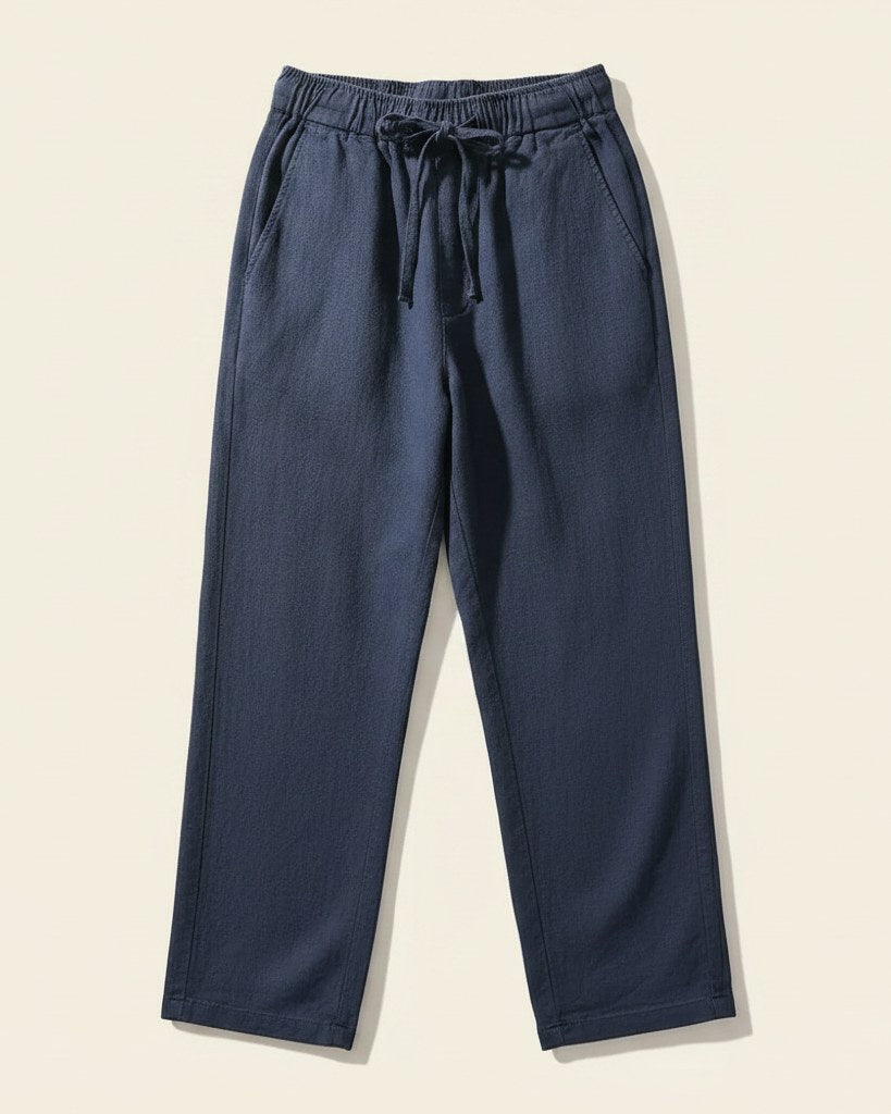 Lars Trousers - Relaxed Linen in Navy - profile detail
