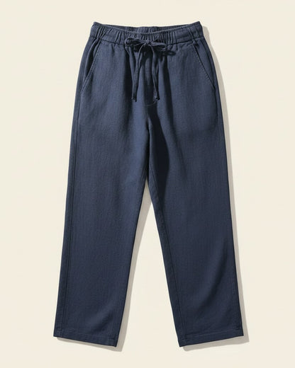 Lars Trousers - Relaxed Linen in Navy - profile detail