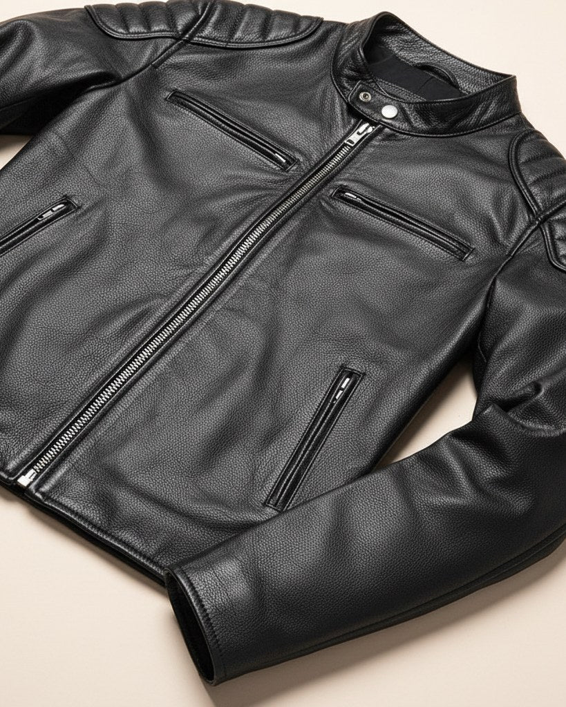 Marc Jacket - Faux Leather in Black - profile detail