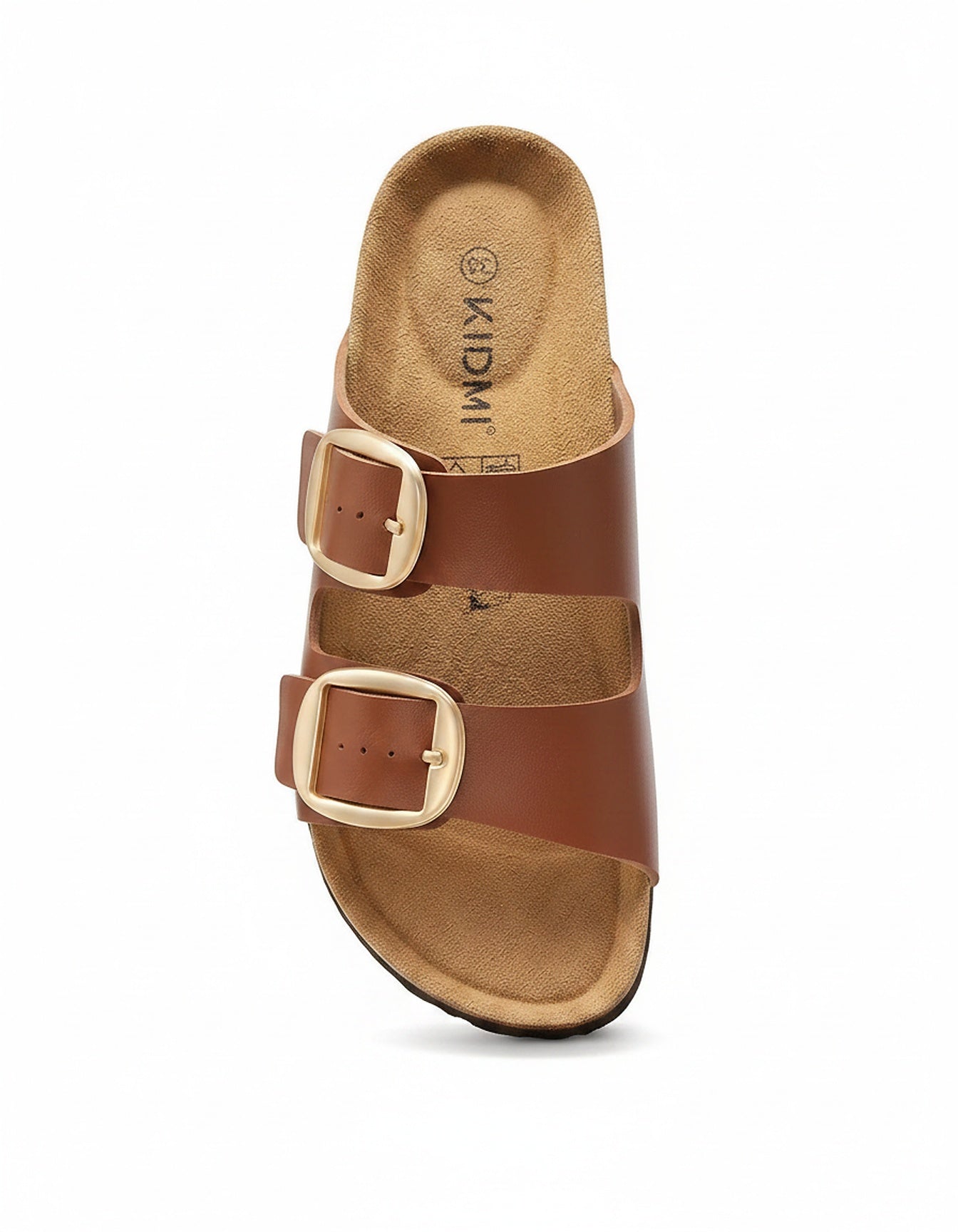 Vela Sandals - Faux Leather in Brown - profile detail