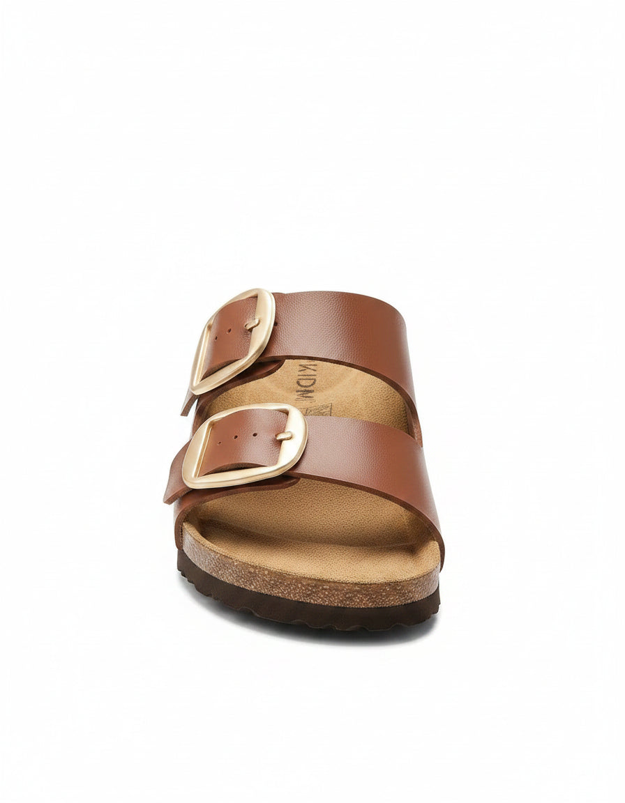 Gael Sandals - Faux Leather in Brown - profile detail