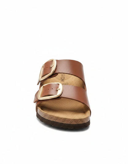 Gael Sandals - Faux Leather in Brown - profile detail