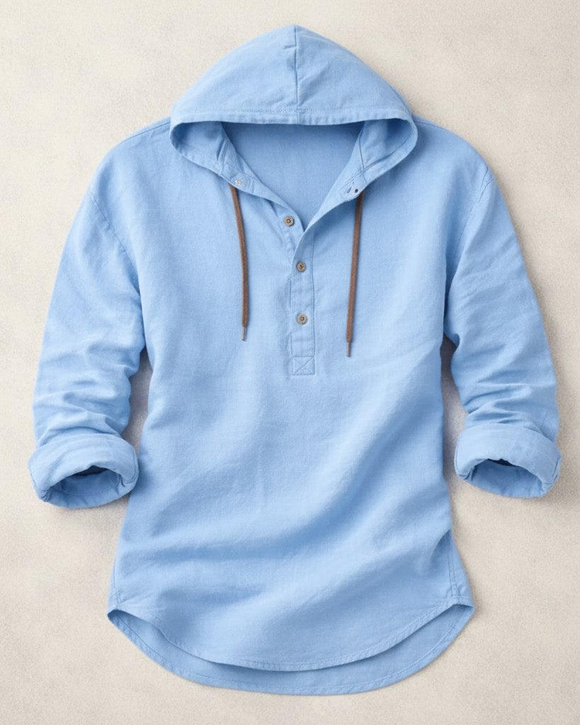 Ivo Shirt - Relaxed Linen in Blue - profile front