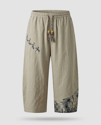 Harbor Trousers - Relaxed Wide-Leg Linen in white pants man - profile front