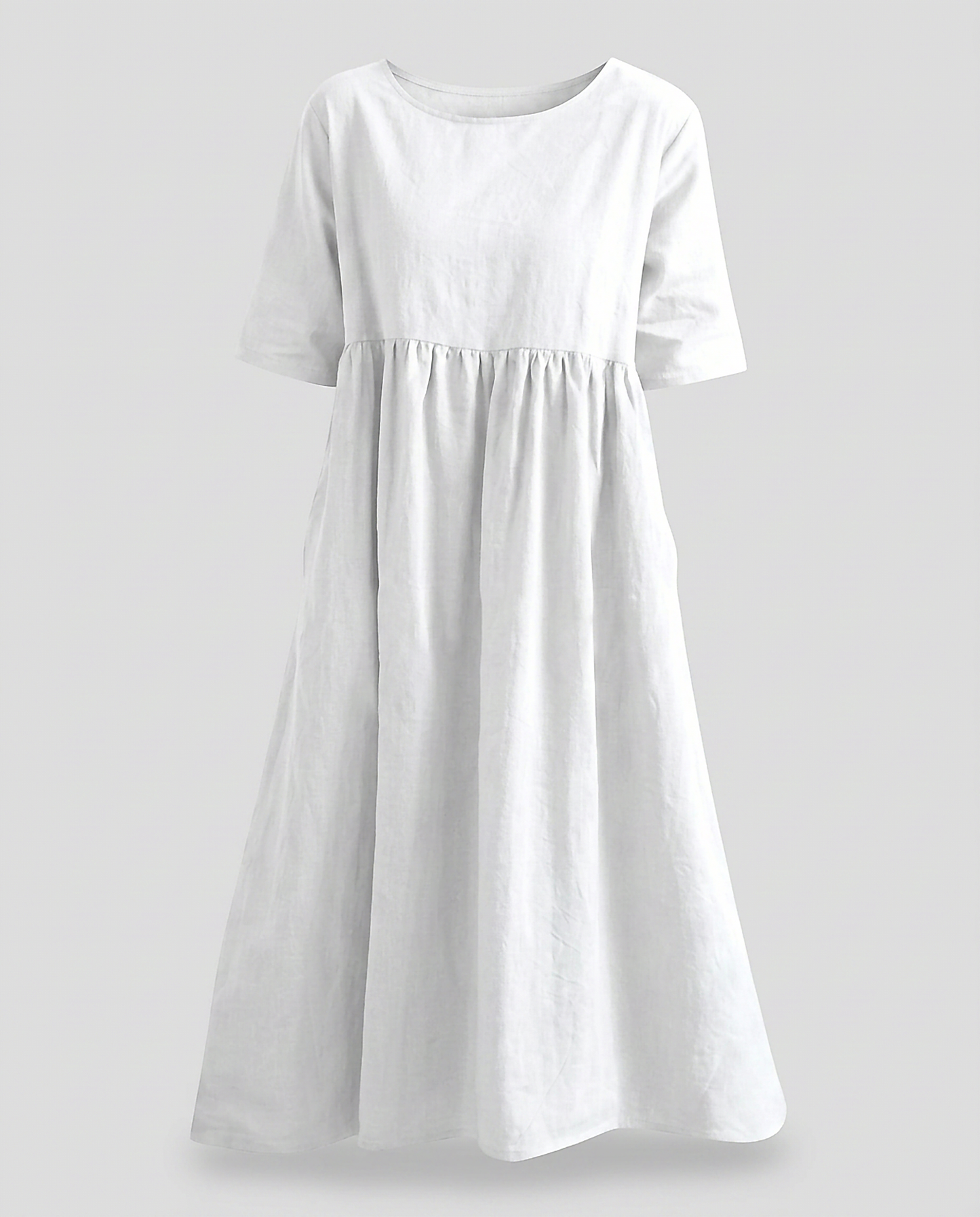 Odette Dress - Relaxed Linen in WHITE - profile front white
