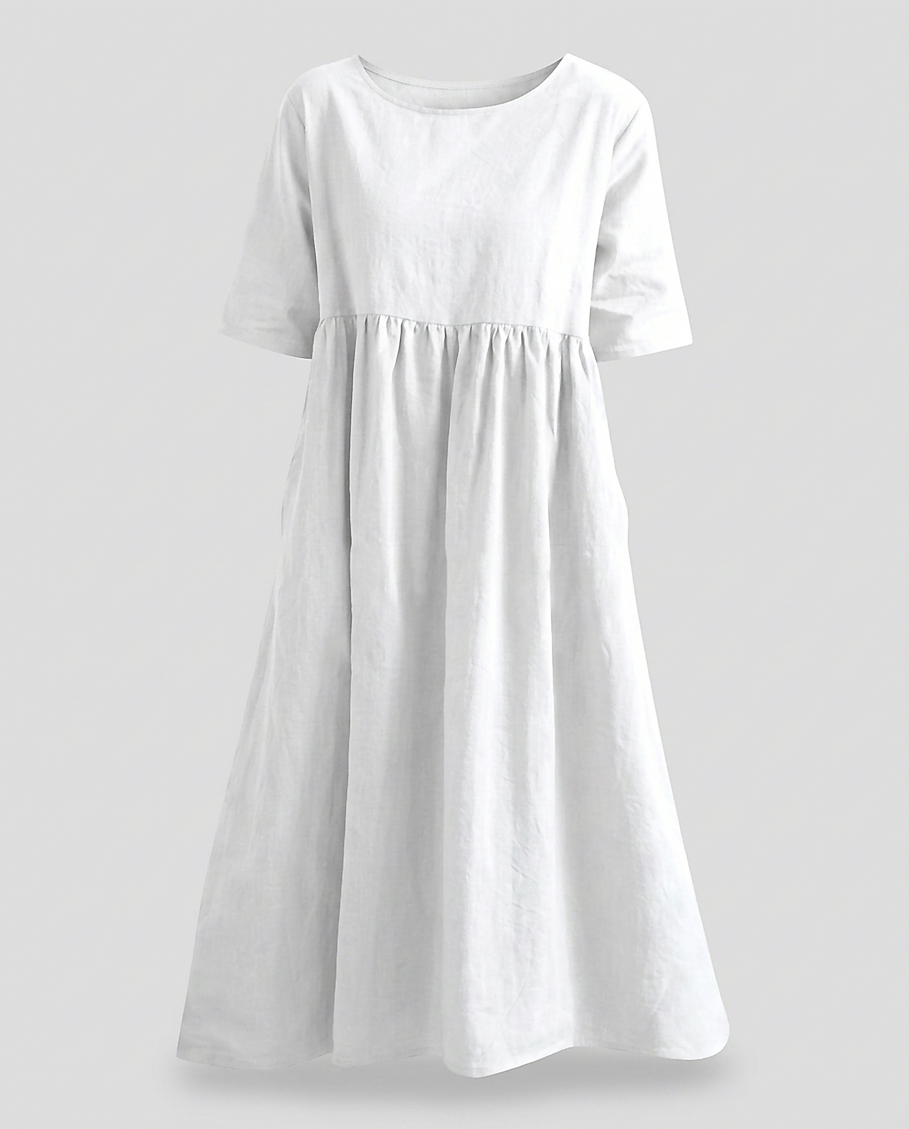 Odette Dress - Relaxed Linen in WHITE - profile front white