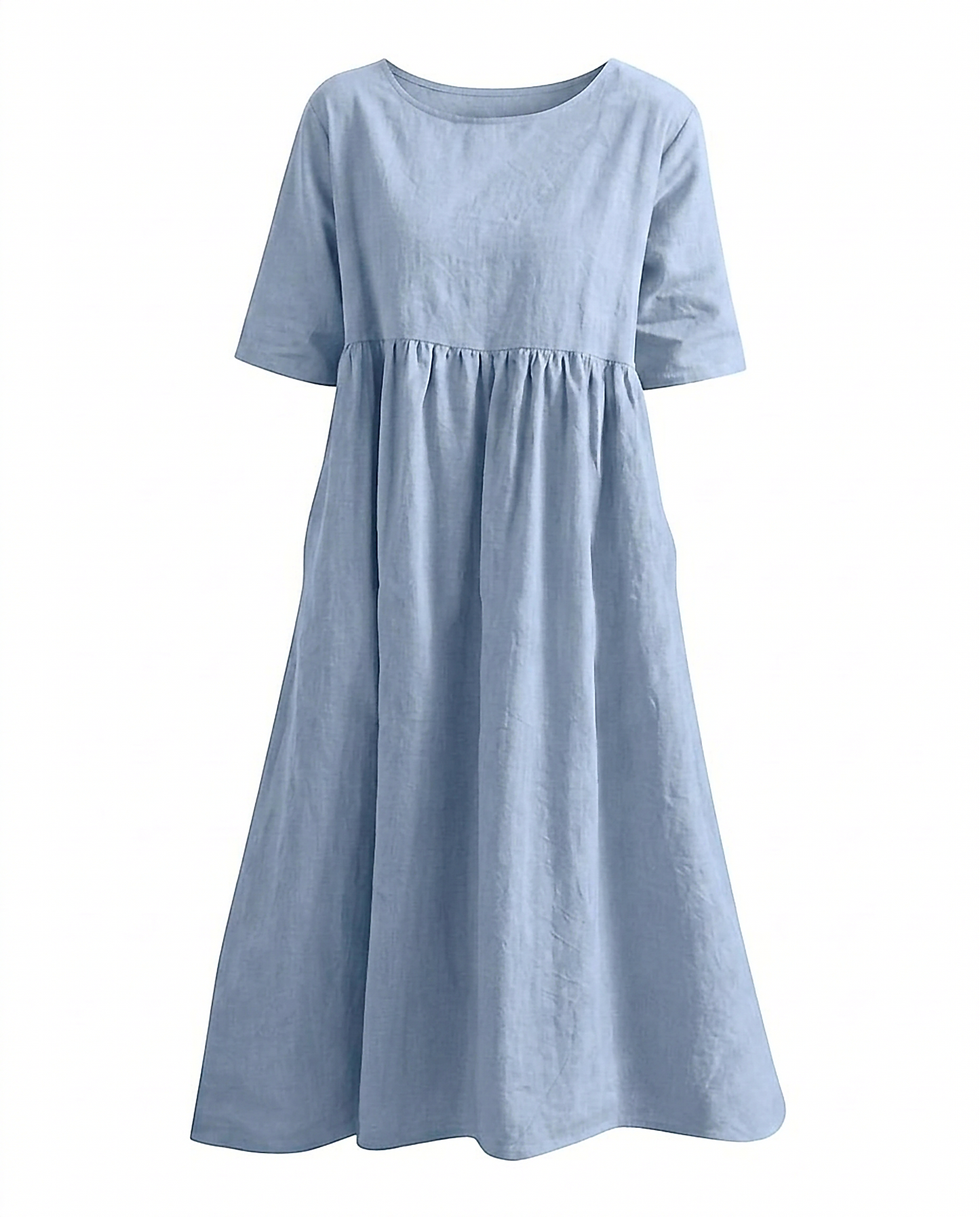 Odette Dress - Relaxed Linen in Light  Blue - profile front light blue
