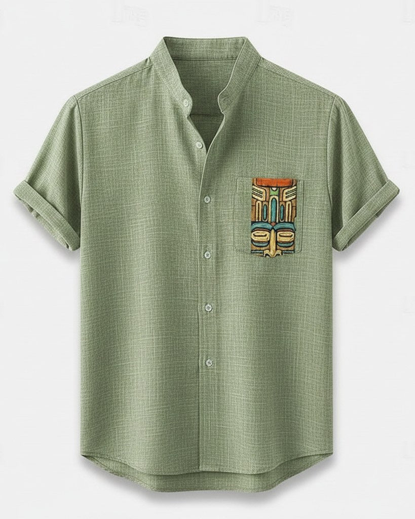 Idris T-Shirt - Linen in Aeh217 - profile front