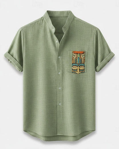 Idris T-Shirt - Linen in Aeh217 - profile front