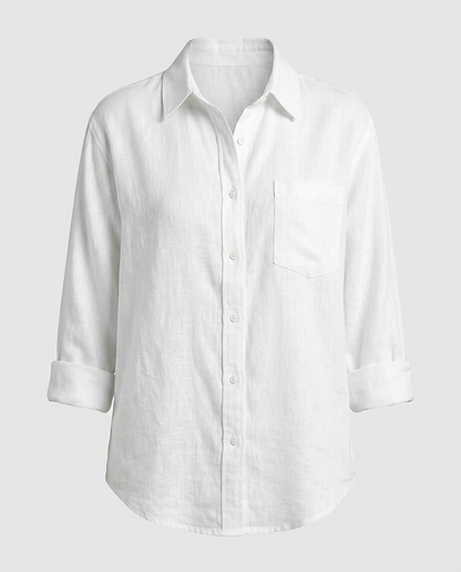 Marit Shirt - Relaxed Linen in WHITE - profile front white