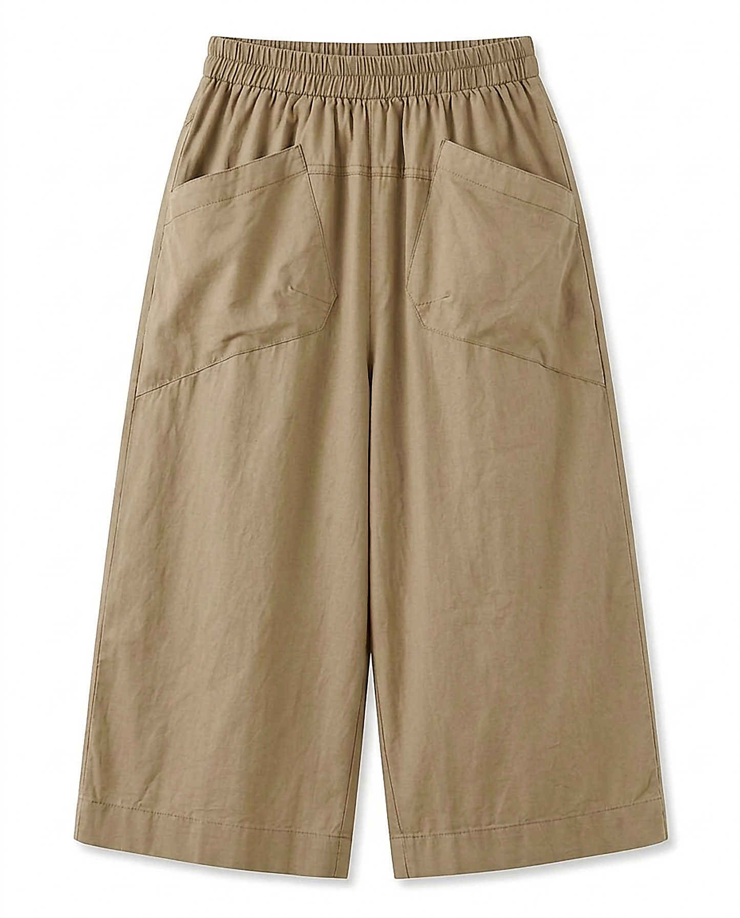 Liv Trousers - Relaxed Wide-Leg Linen in Khaki - profile front
