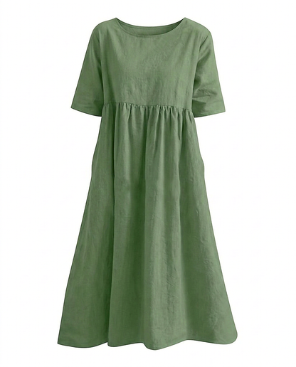 Odette Dress - Relaxed Linen in Light Green