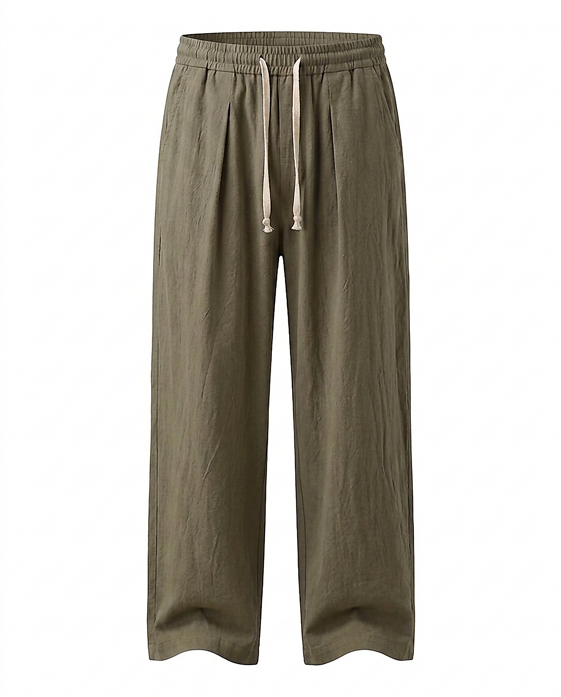 Harbor Trousers - Relaxed Wide-Leg Linen in Khaki - profile front khaki