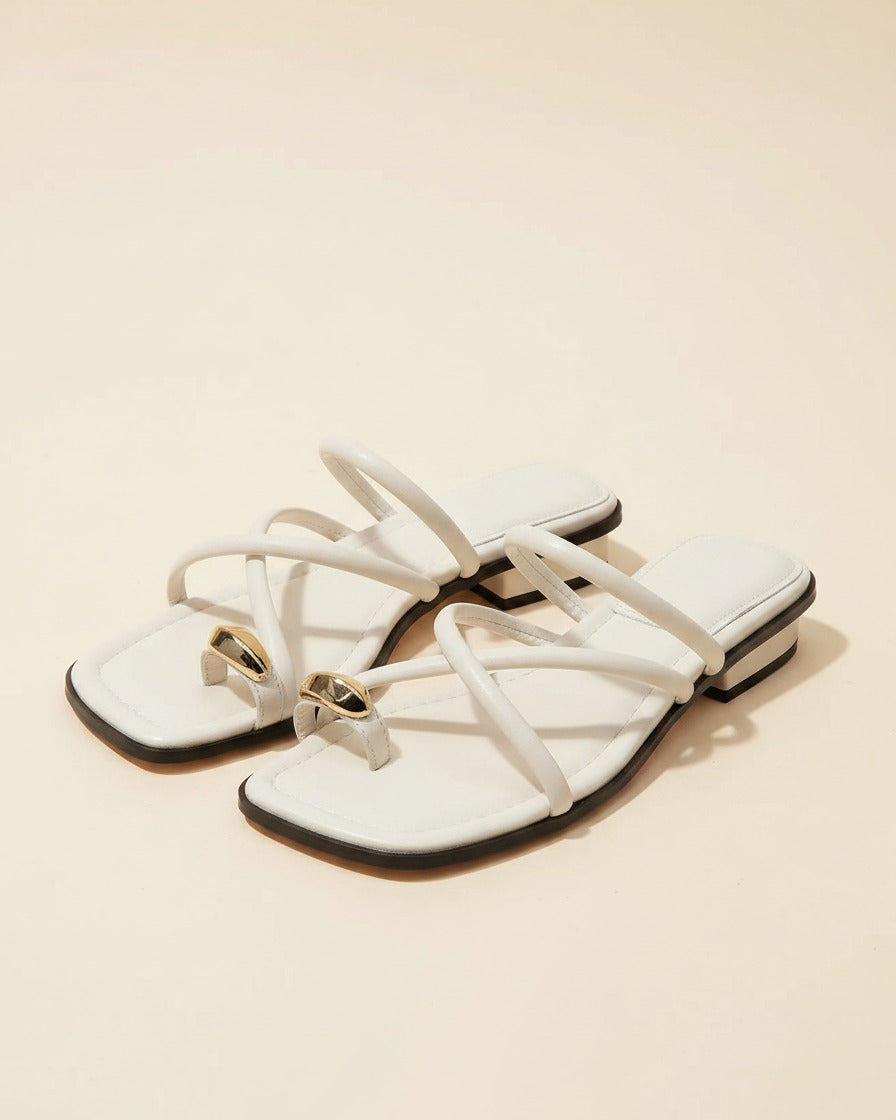 Iben Sandals - Leather in WHITE - profile front