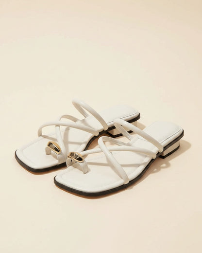 Iben Sandals - Leather in WHITE - profile front