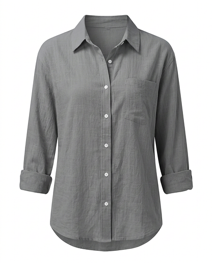 Marit Shirt - Relaxed Linen in GRAY - profile front