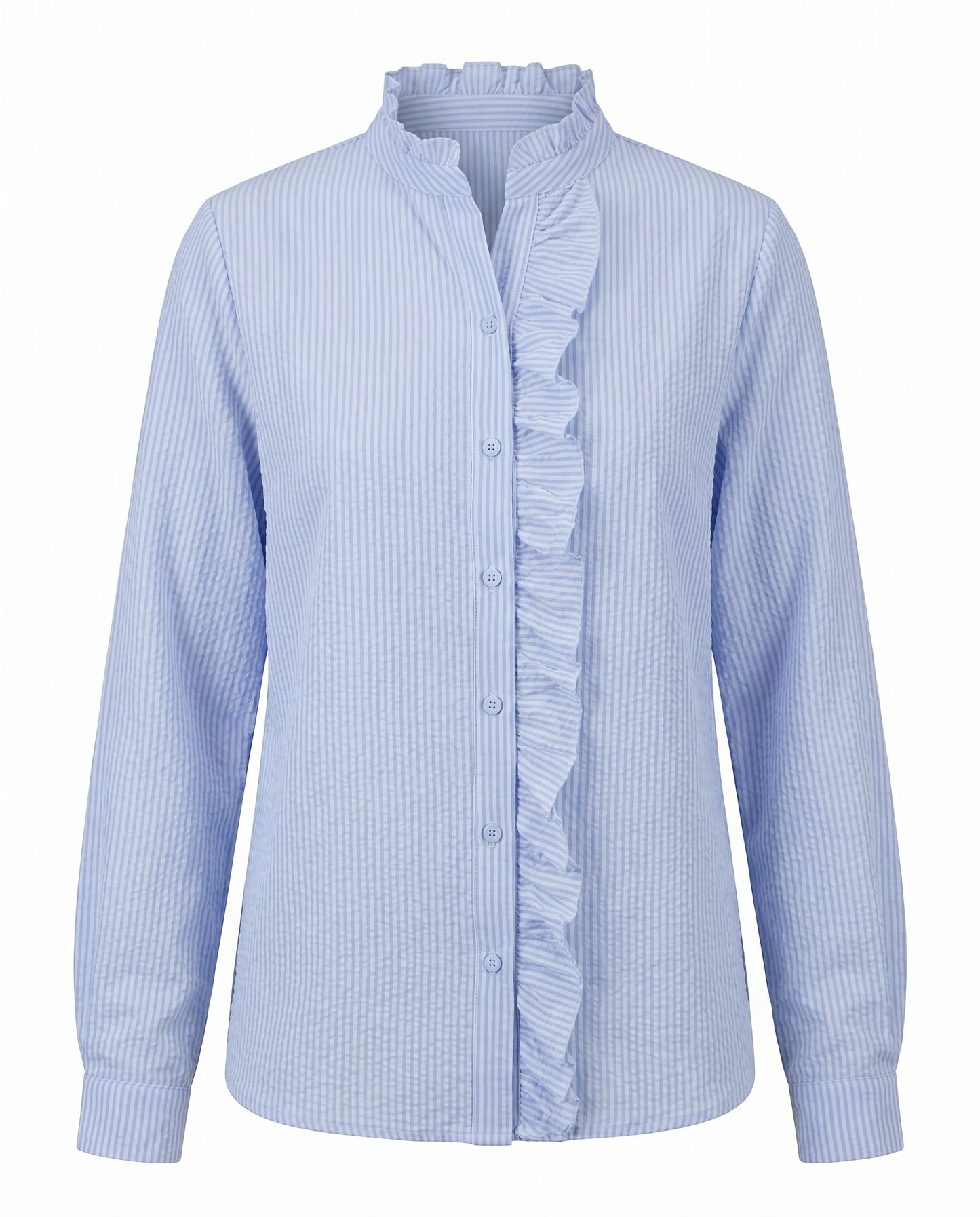Zeno Blouse - Stand-Collar in Blue - profile front