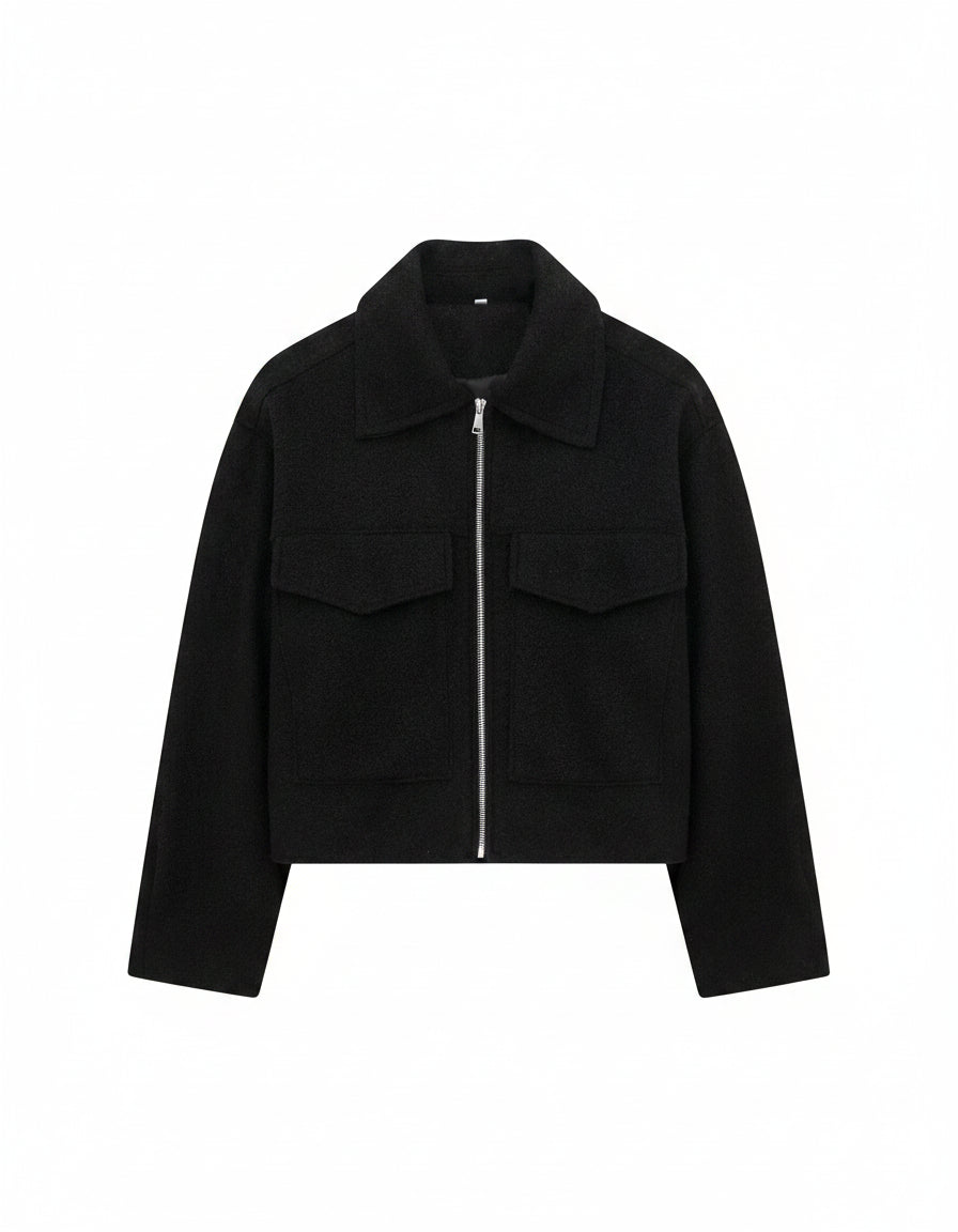 Oran Jacket - Zip in black - profile front