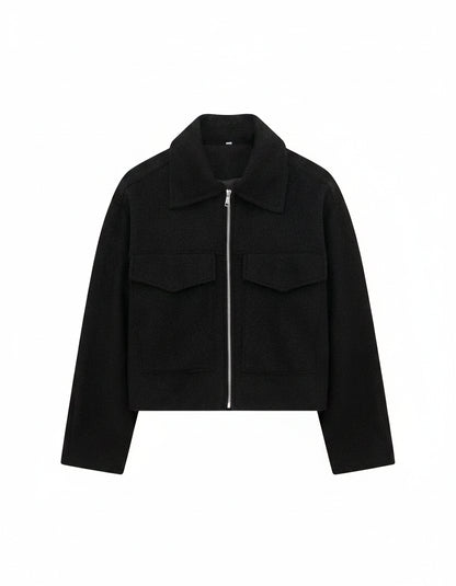 Oran Jacket - Zip in black - profile front