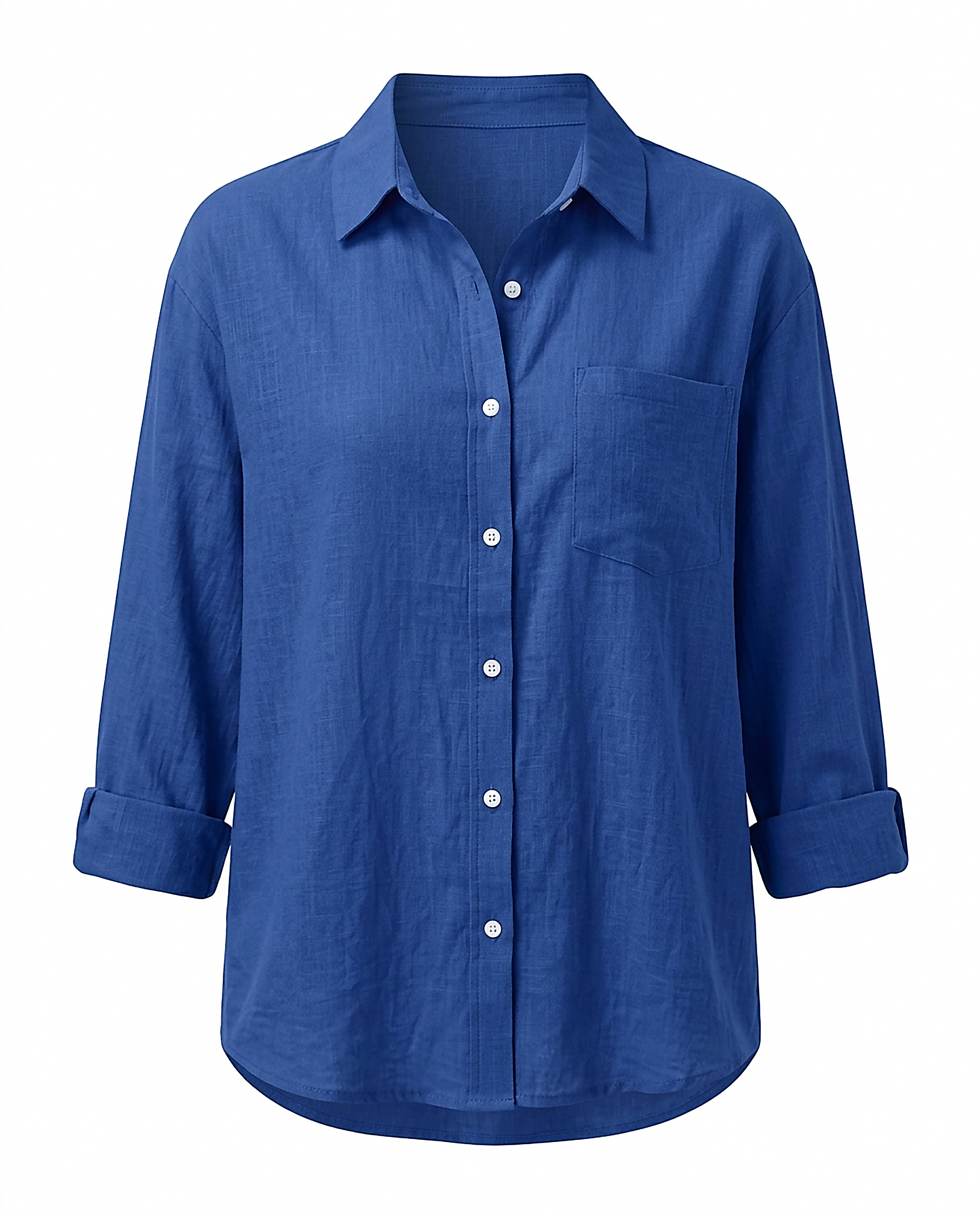 Marit Shirt - Relaxed Linen in Blue - profile front blue