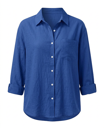 Marit Shirt - Relaxed Linen in Blue - profile front blue