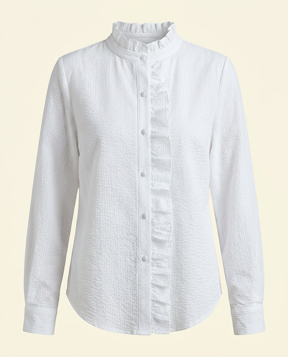 Zeno Blouse - Stand-Collar in WHITE - profile front white