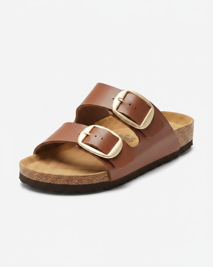 Gael Sandals - Faux Leather in Brown - profile front