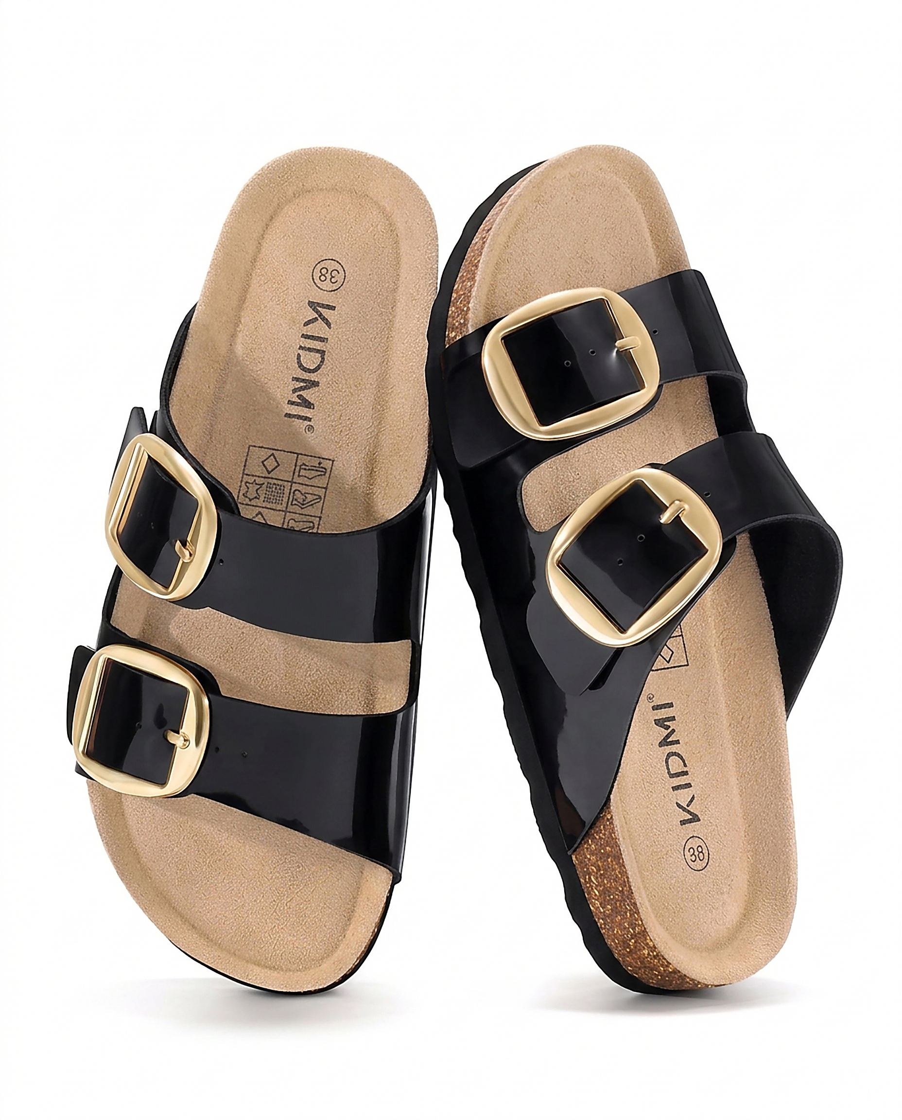 Harriet Sandals in Black Patent - profile front black patent
