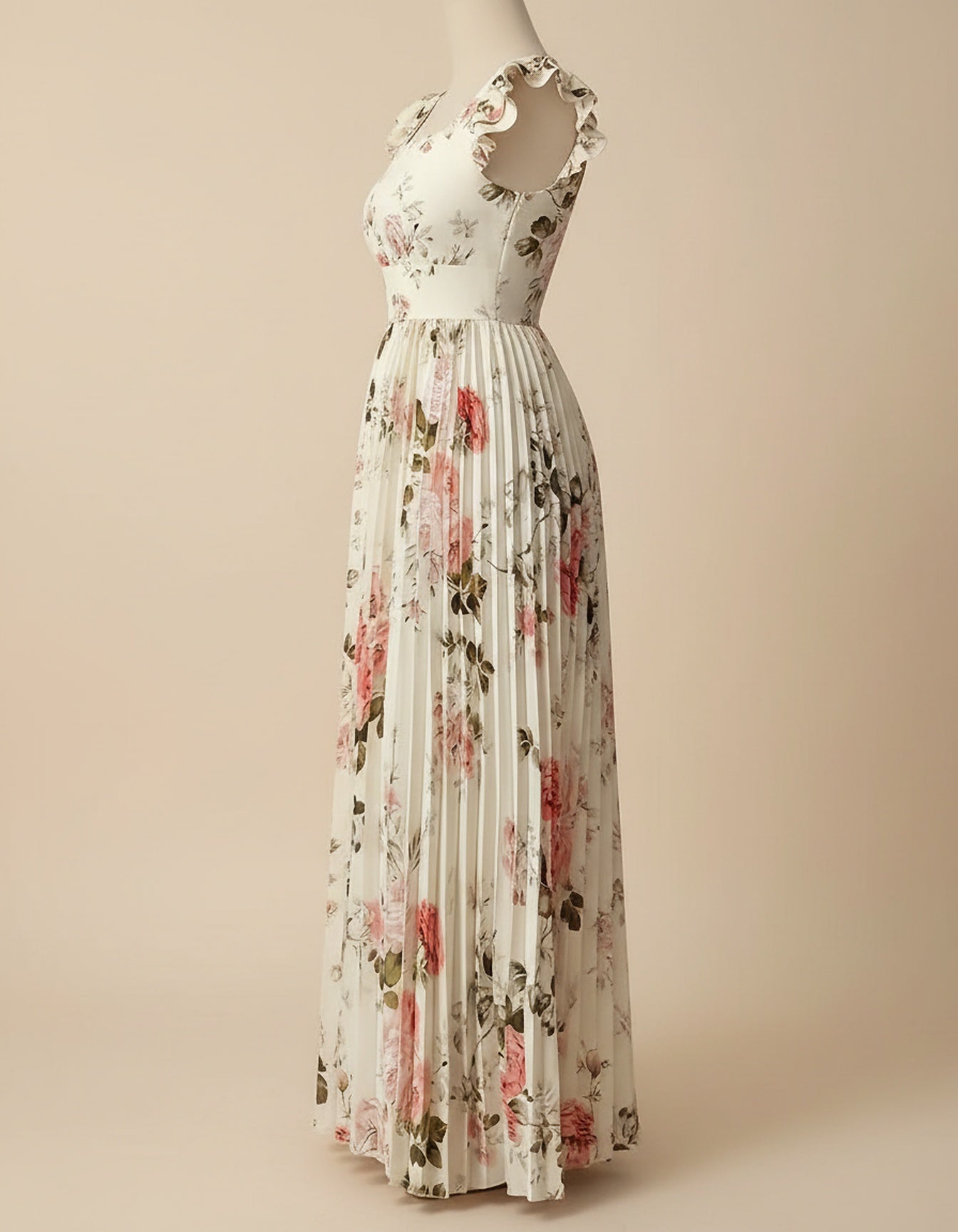 Maes Dress - High-Waist in Ivory - profile front