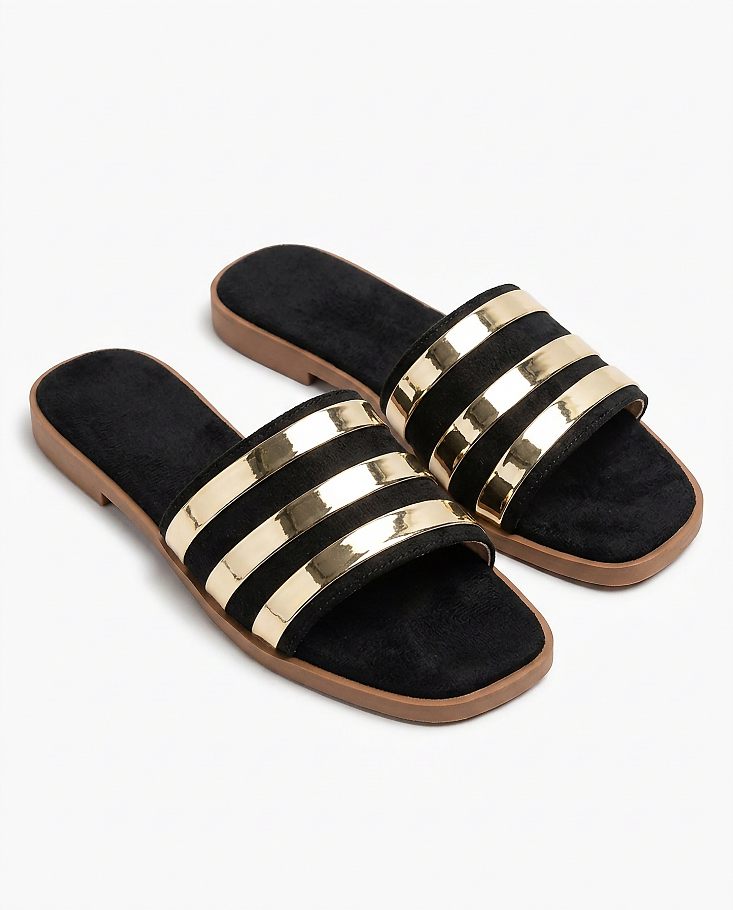 Paloma Sandals - Square-Toe Suede in Black - profile front black