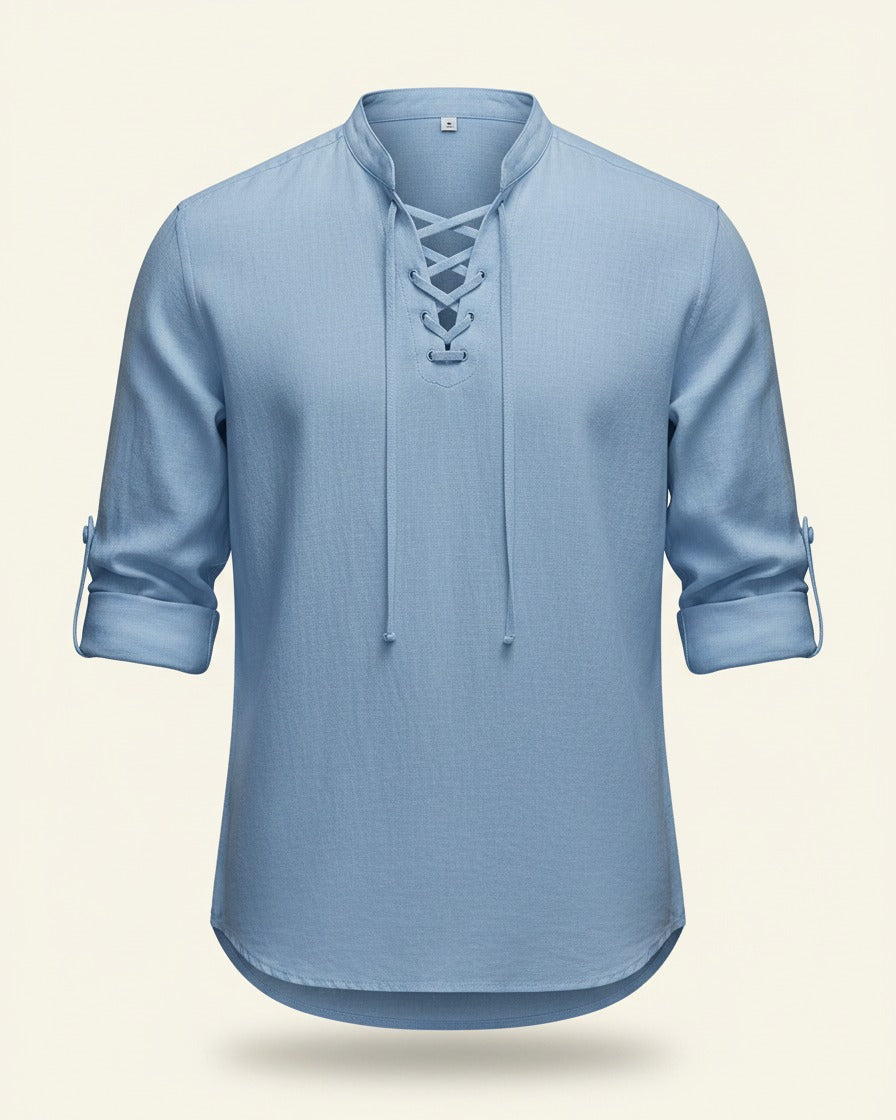 Nils Shirt - Linen in light blue - profile front