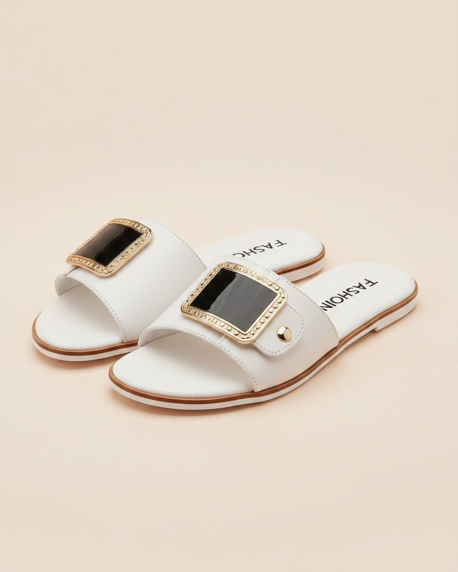 Hael Sandals - Leather in WHITE - profile front
