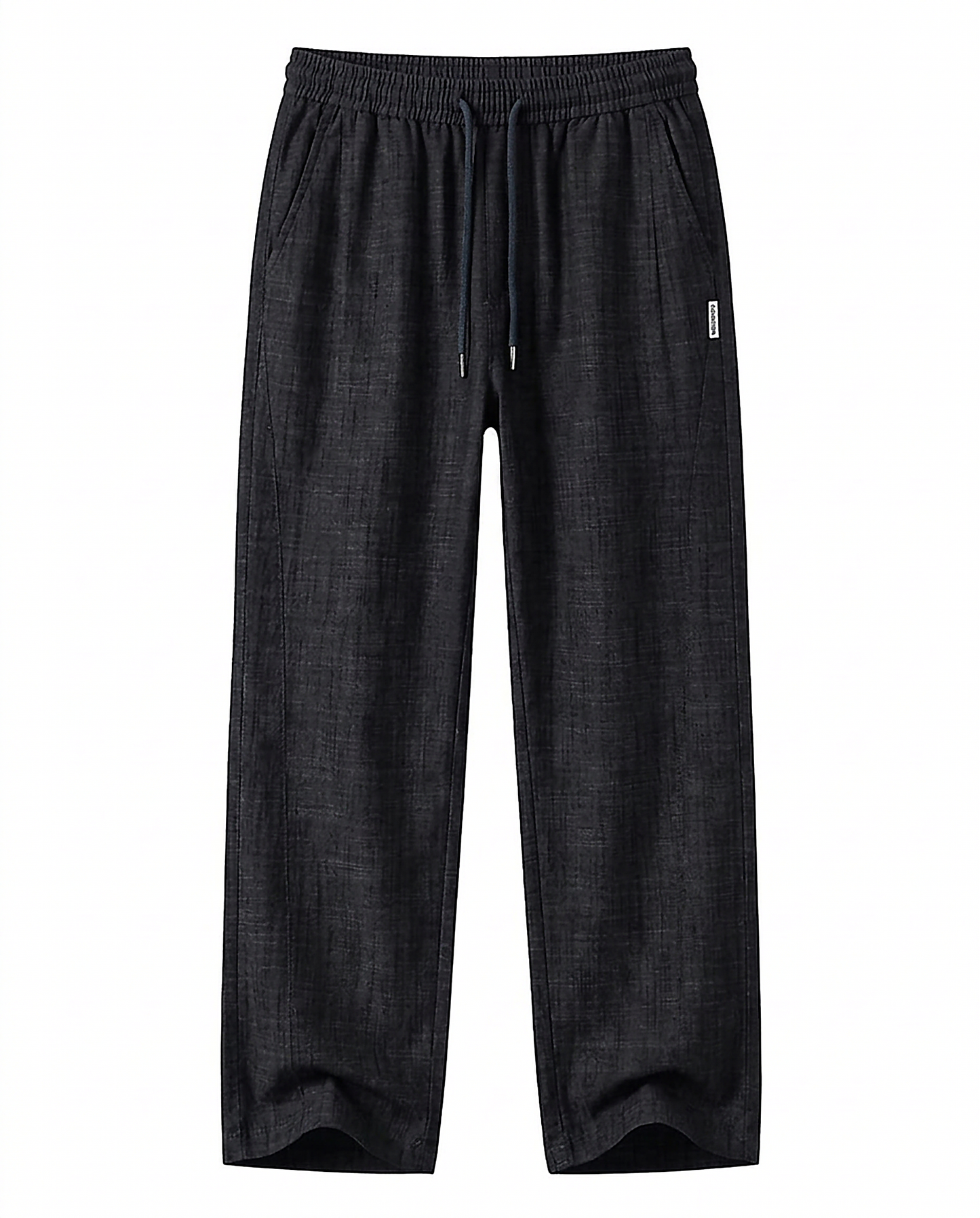 Stone Trousers - Relaxed Straight-Leg Linen in Black - profile front black
