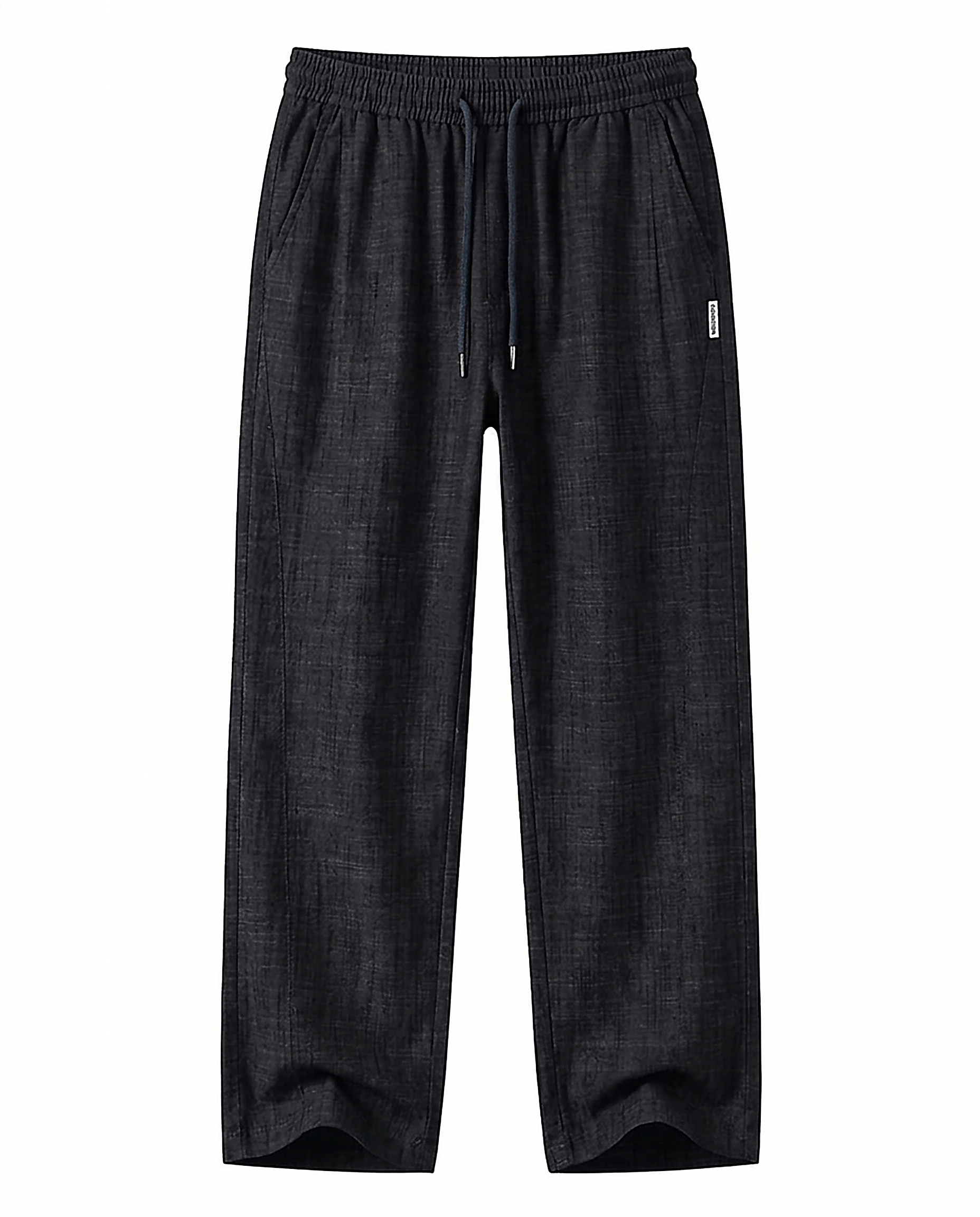 Stone Trousers - Relaxed Straight-Leg Linen in Black - profile front black