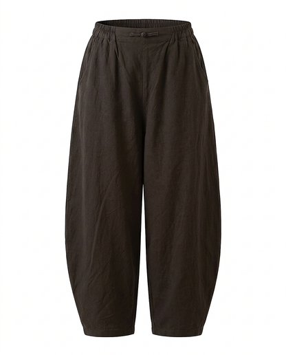 Cadence Trousers - Relaxed Wide-Leg Linen in black - profile front black
