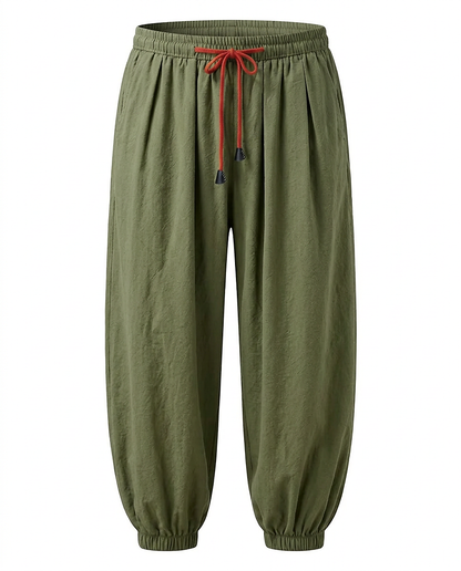 Jaan Trousers - Relaxed Linen in army green - profile front