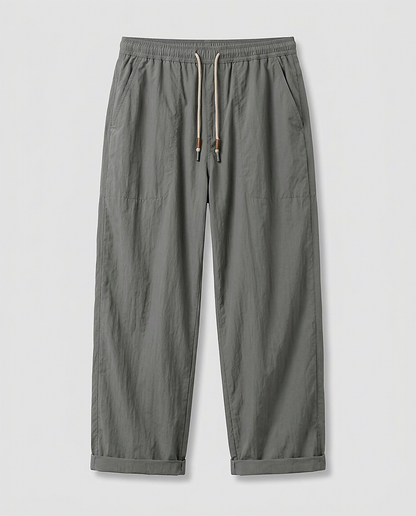 Glen Trousers - Relaxed Wide-Leg Denim in Grey - profile front