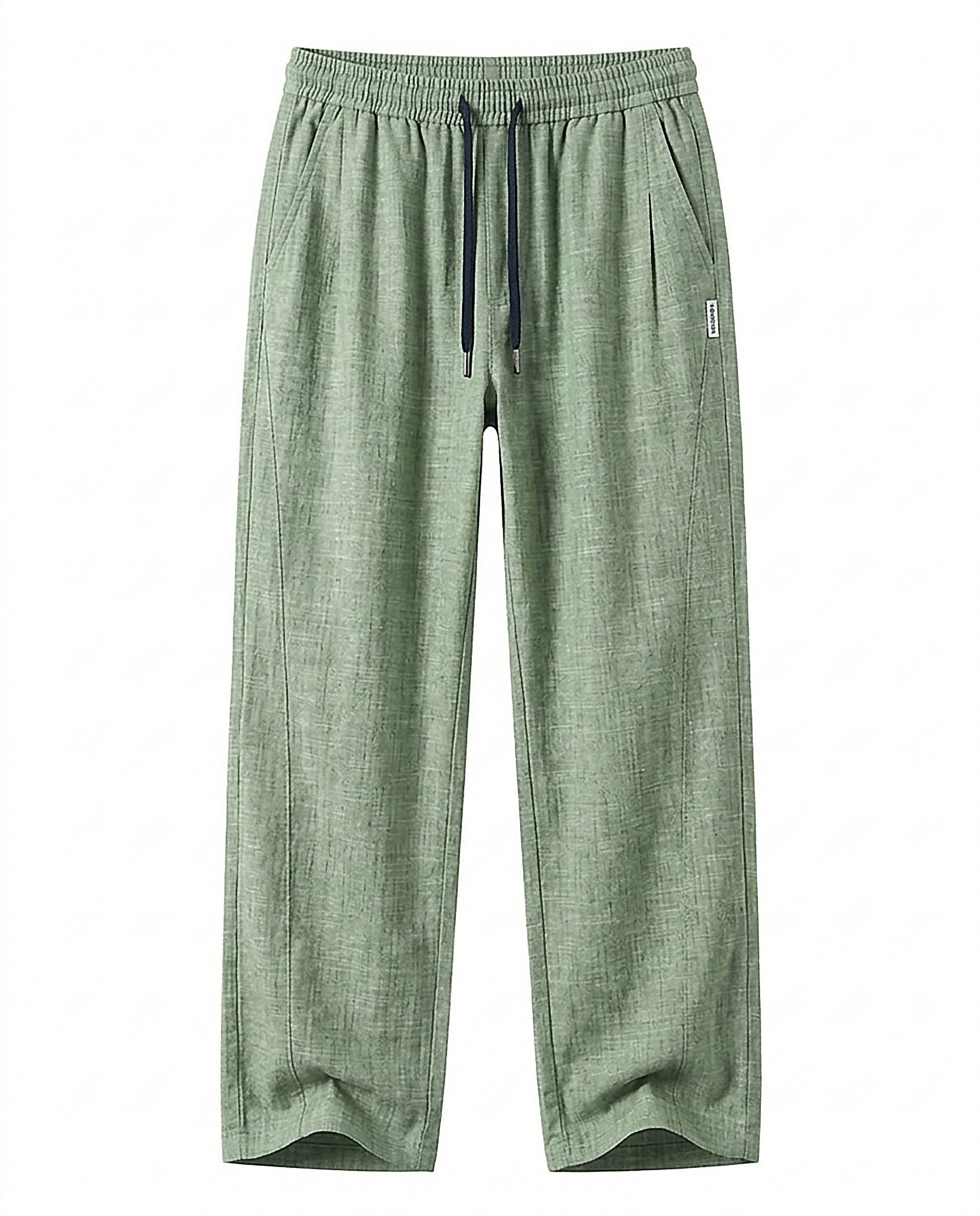Stone Trousers - Relaxed Straight-Leg Linen in Green - profile front green