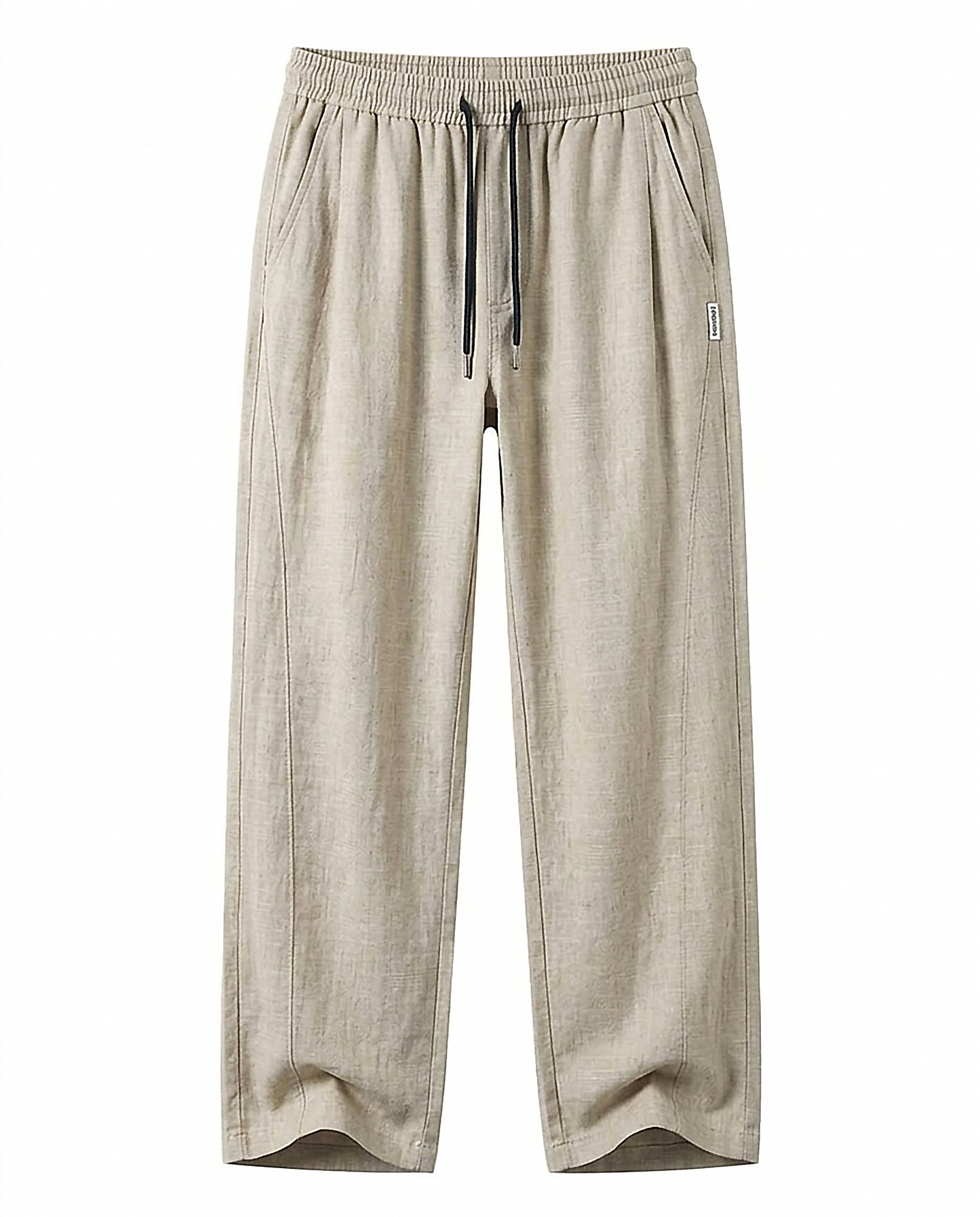 Stone Trousers - Relaxed Straight-Leg Linen in Khaki - profile front khaki