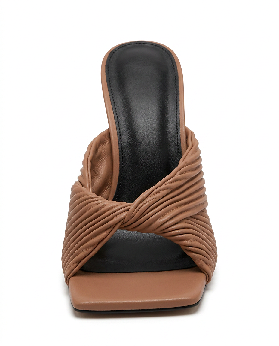 Faro Sandals - Square-Toe in Khaki - profile front