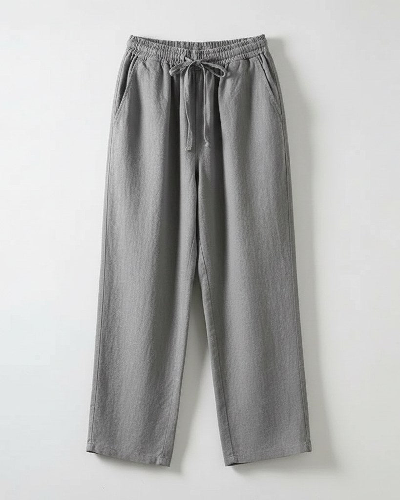 Lars Trousers - Relaxed Linen in Gray - profile front