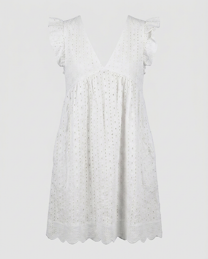 Ivy Dress in White - profile front white