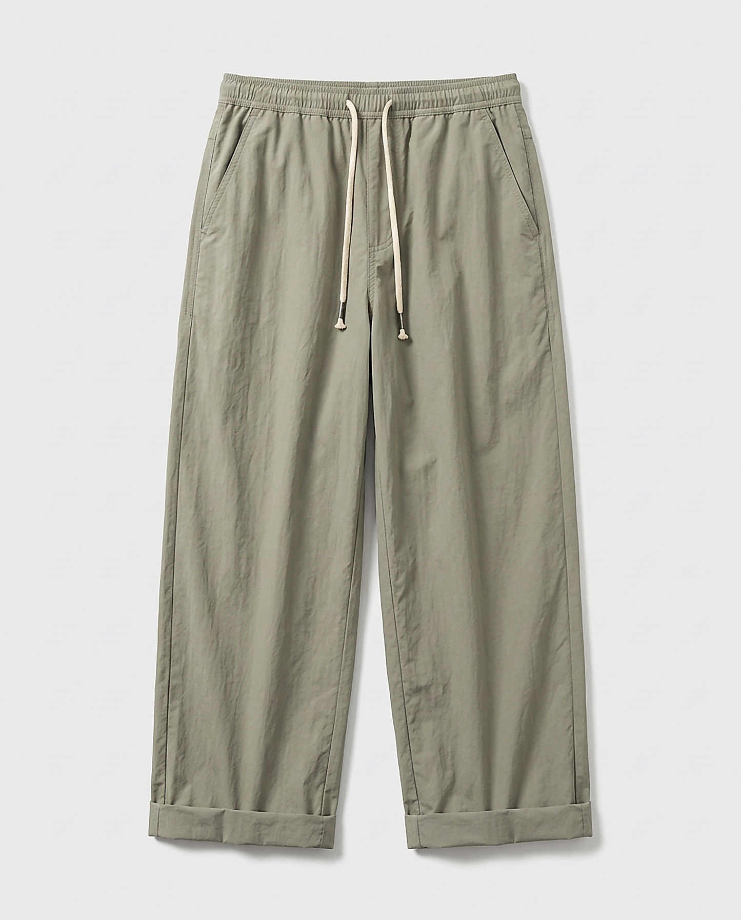 Glen Trousers - Relaxed Wide-Leg Denim in Green - profile front green