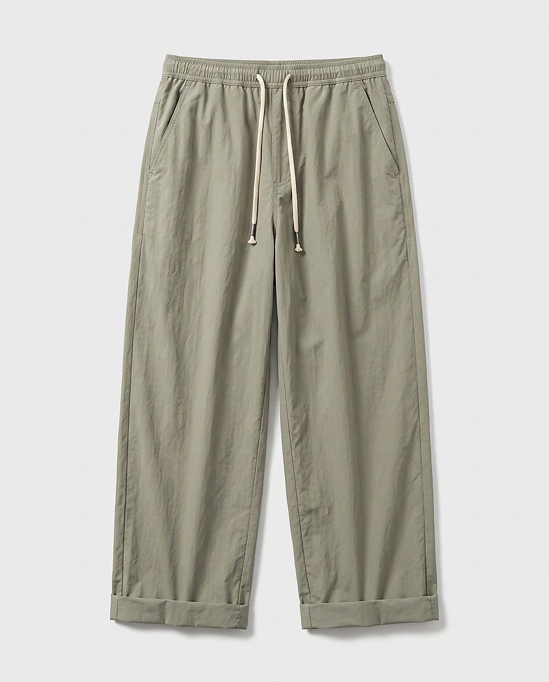 Glen Trousers - Relaxed Wide-Leg Denim in Green - profile front green